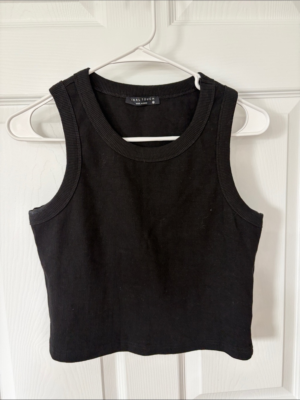 Final Touch Black Ribbed Crop Tank - Classic Sleeveless Top